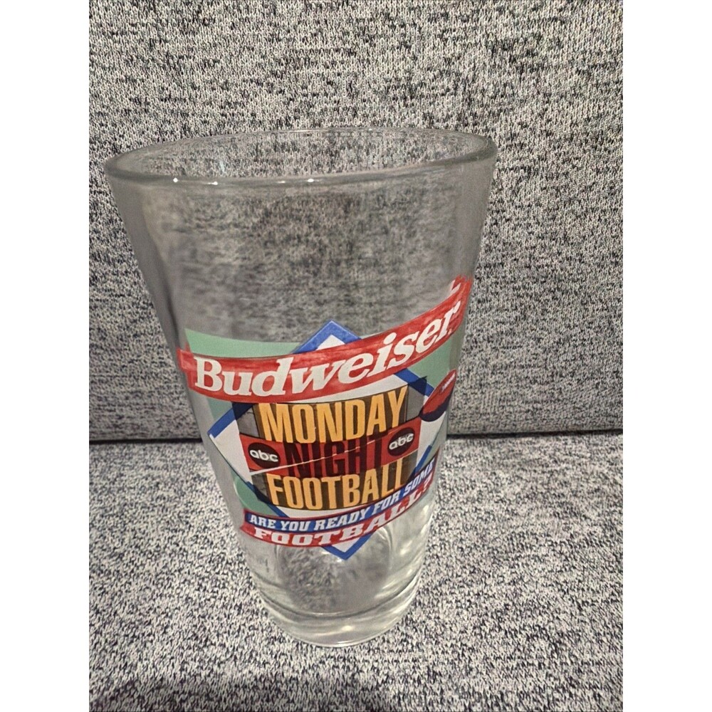 Vintage Budweiser Monday Night Football Pint Glass 1990s Collectible Pre-owned